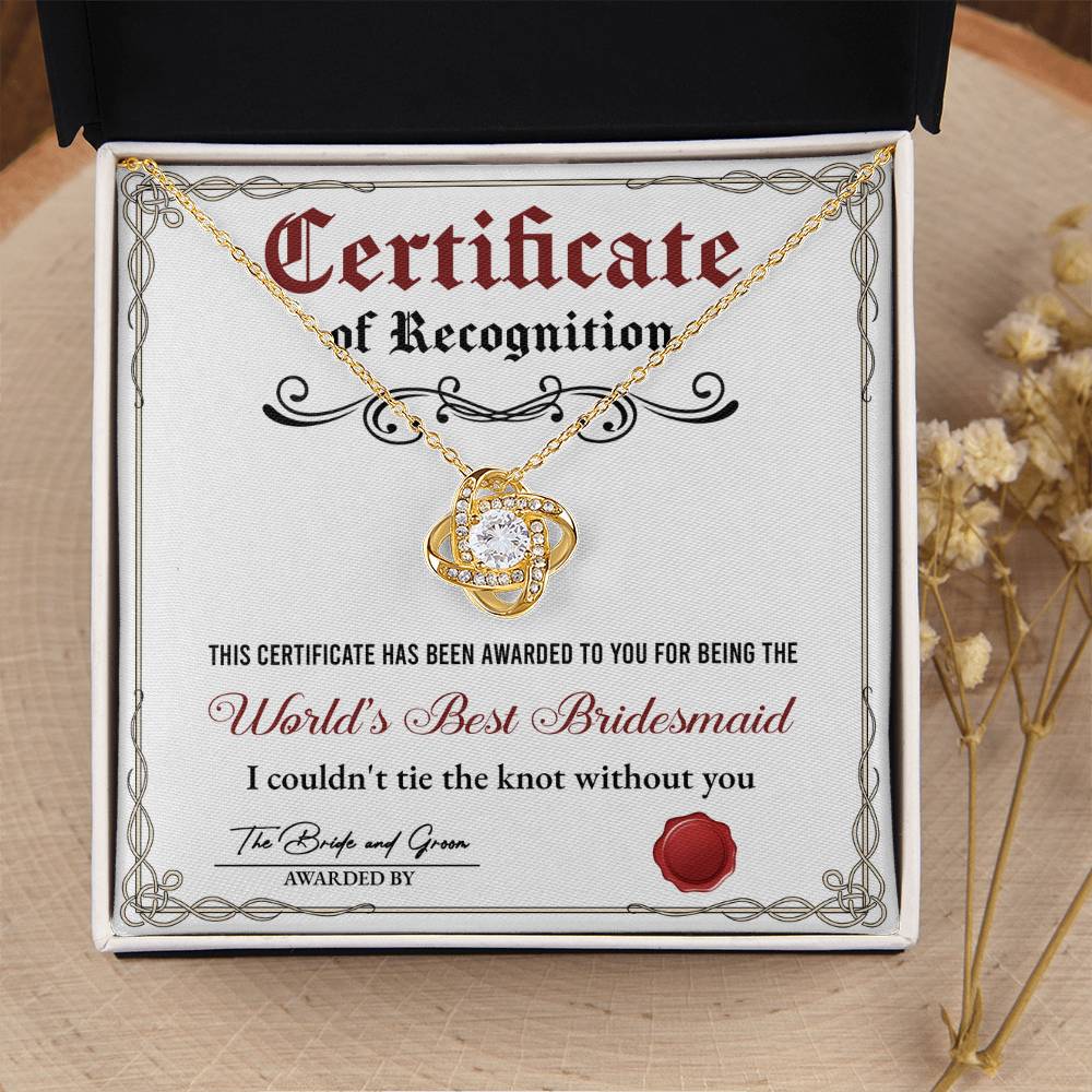 Bridesmaid-Certificate Of Recognition