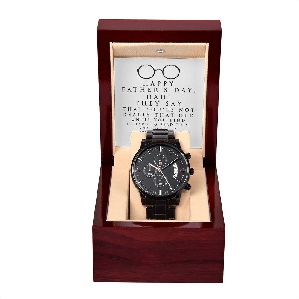 Dad-Hard To Read-Metal Chronograph Watch