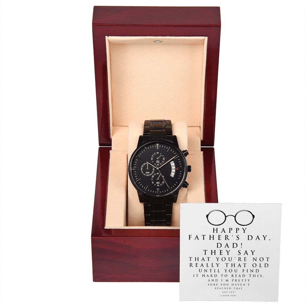 Dad-Hard To Read-Metal Chronograph Watch