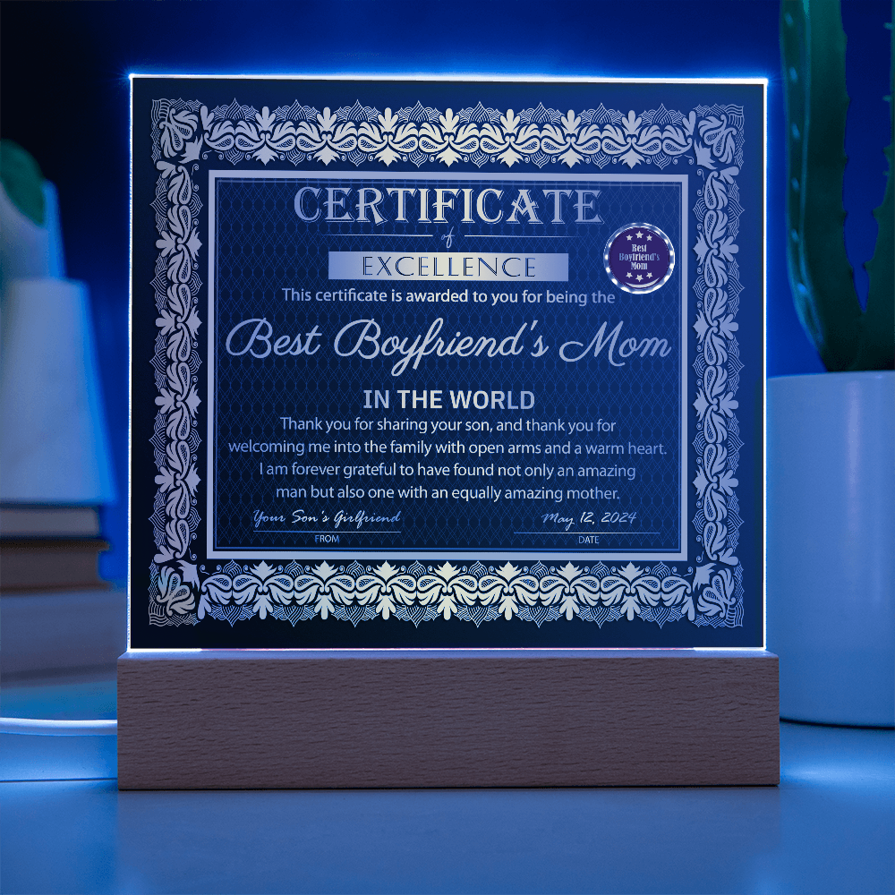 Boyfriend's Mom | Certificate of Excellence | Acrylic