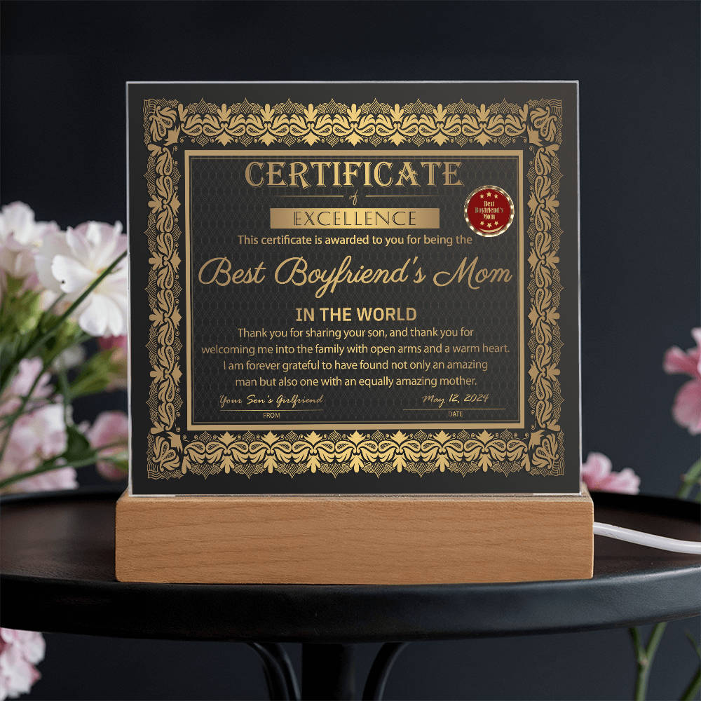 Boyfriend's Mom | Certificate of Excellence | Acrylic