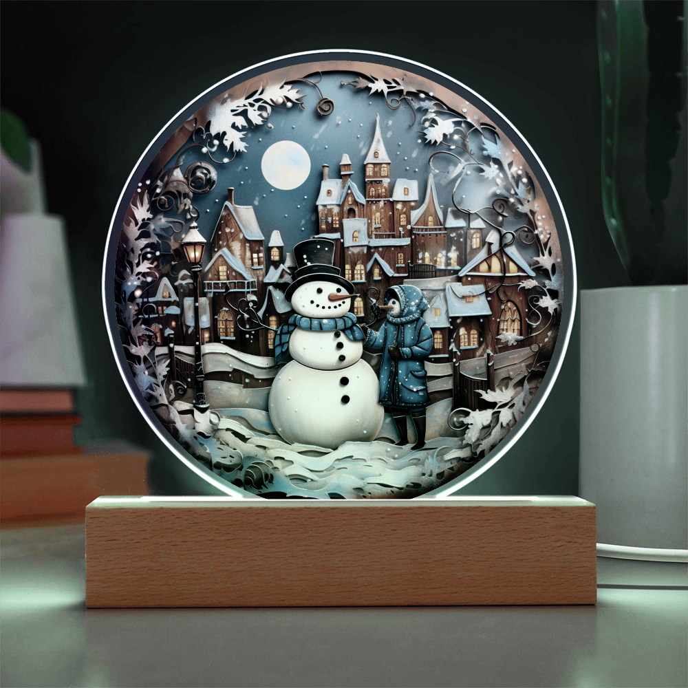 Snowman In Town-Acrylic Circle