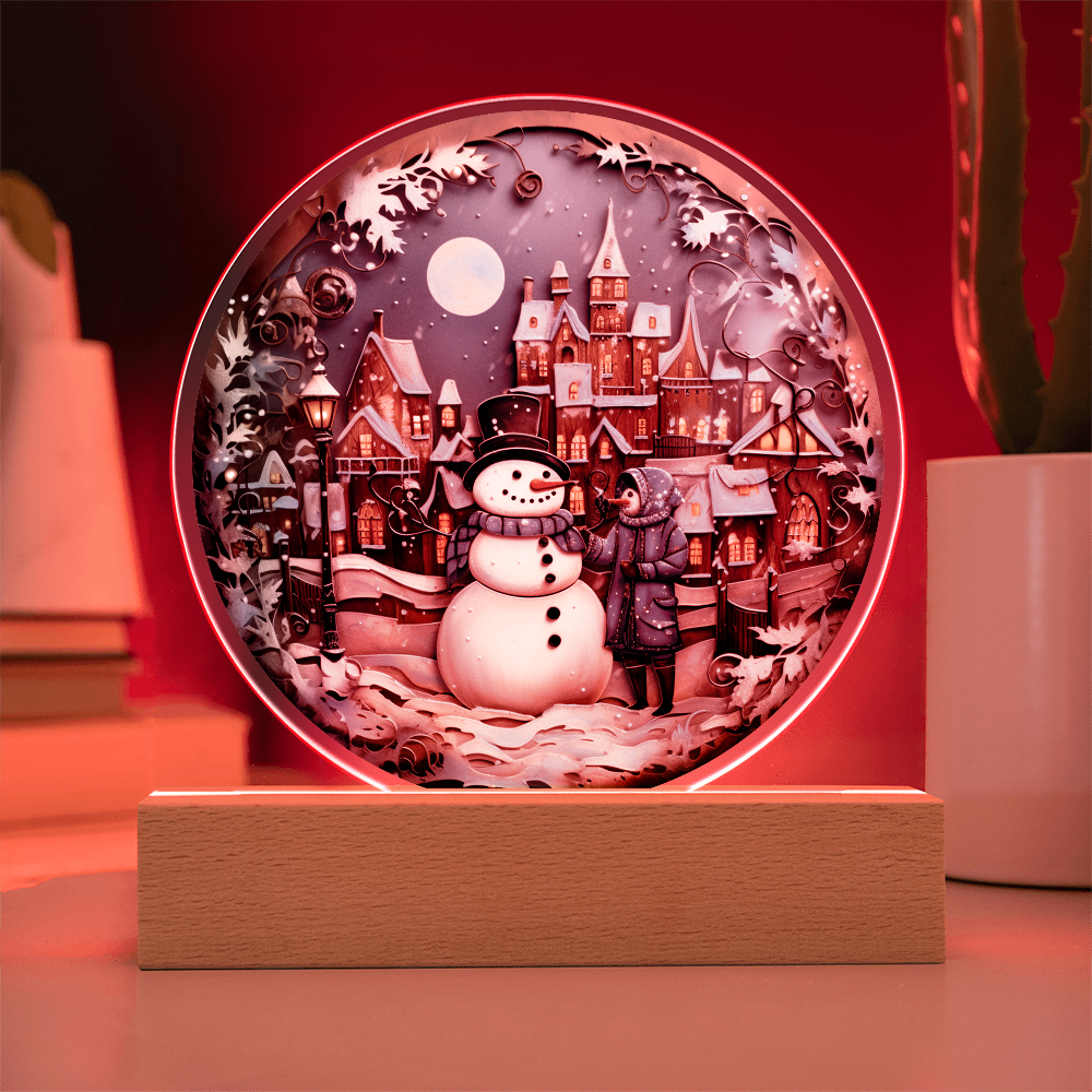 Snowman In Town-Acrylic Circle