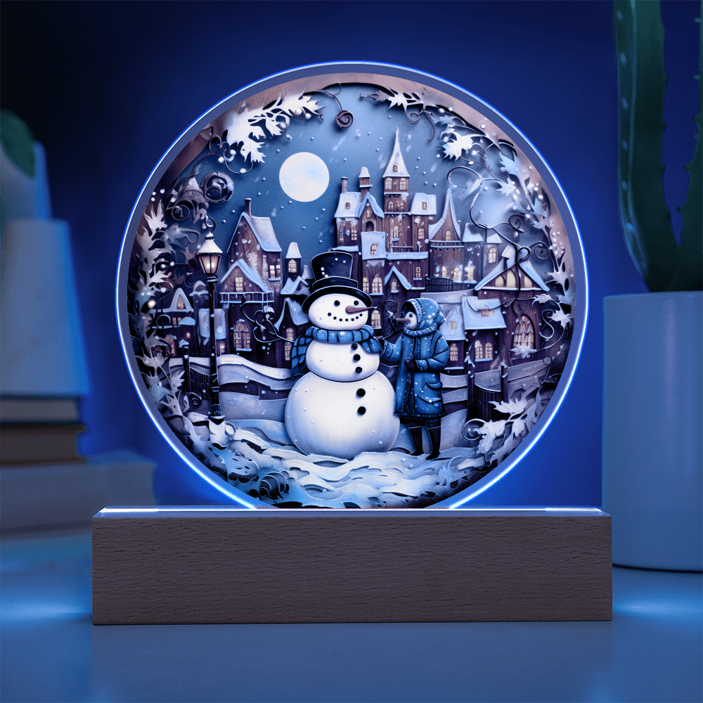 Snowman In Town-Acrylic Circle