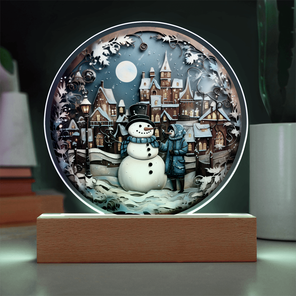 Snowman In Town-Acrylic Circle