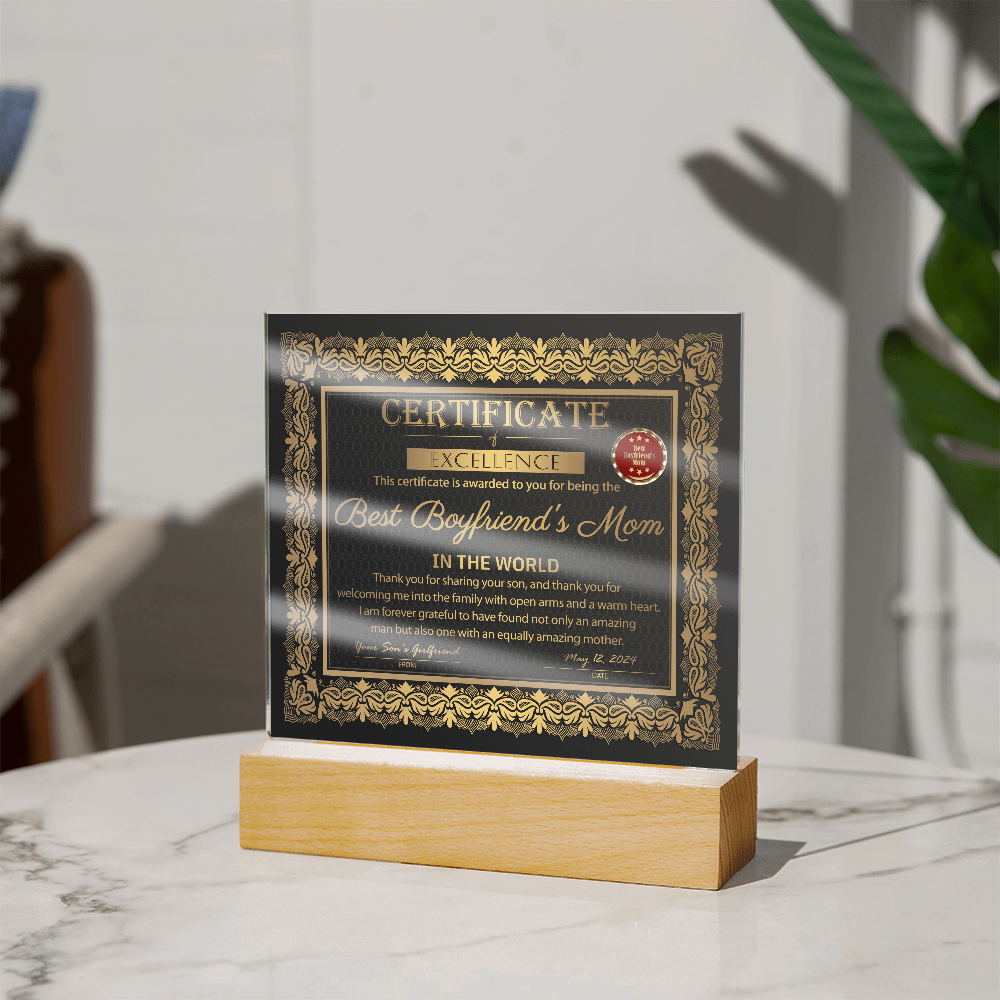 Boyfriend's Mom | Certificate of Excellence | Acrylic