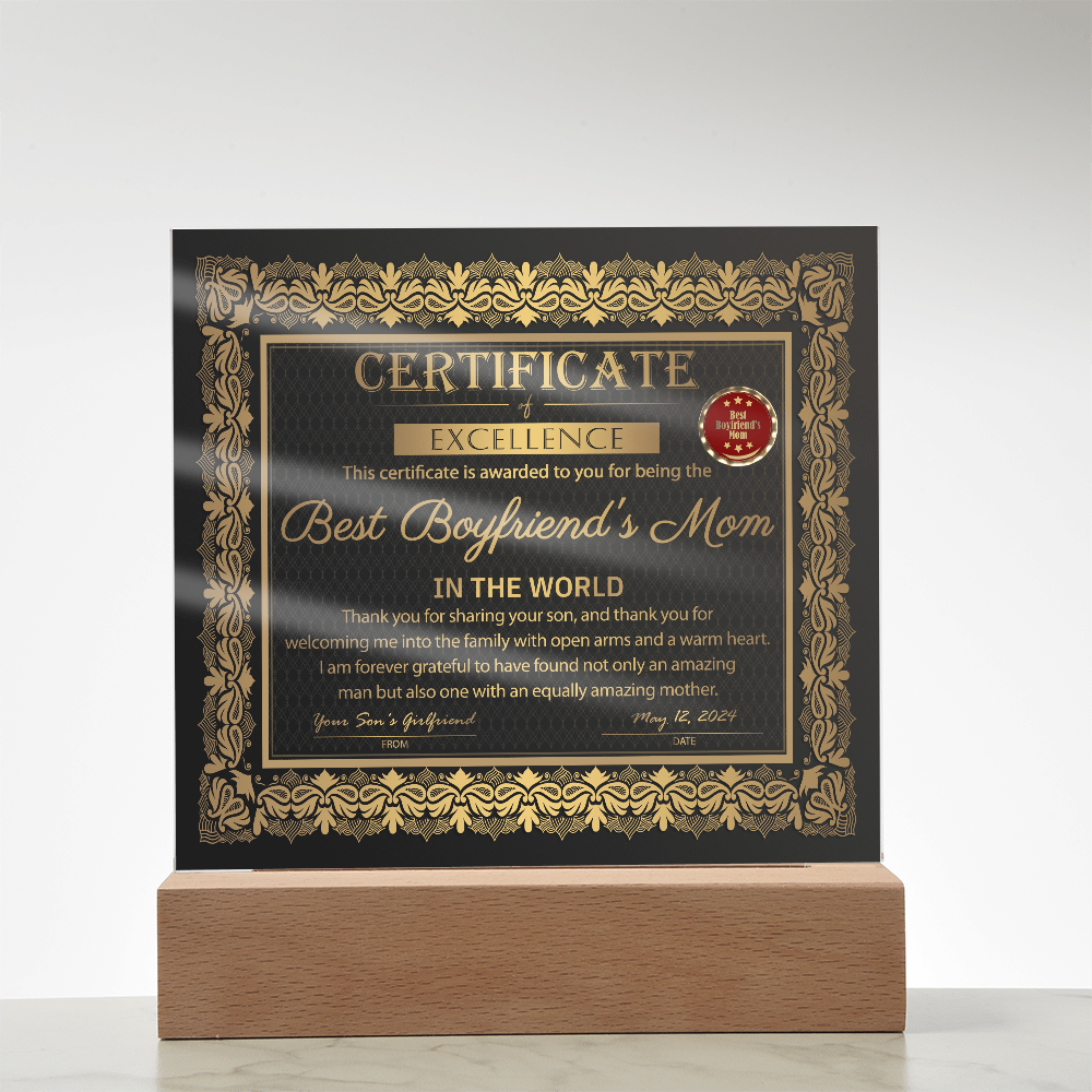 Boyfriend's Mom | Certificate of Excellence | Acrylic