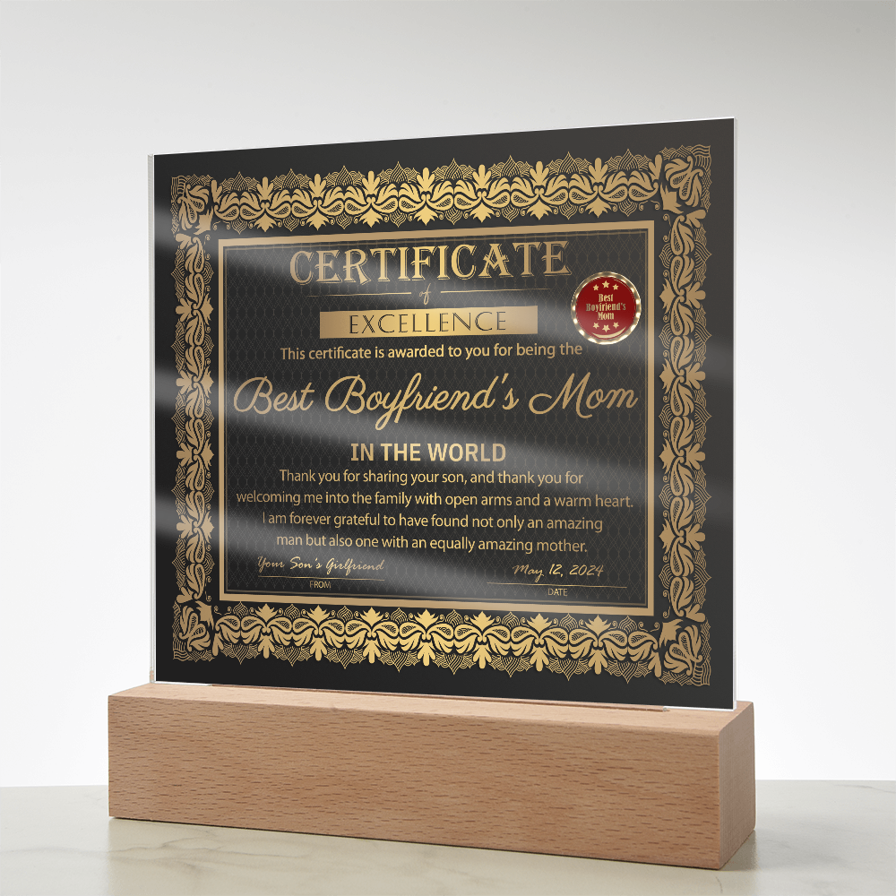 Boyfriend's Mom | Certificate of Excellence | Acrylic