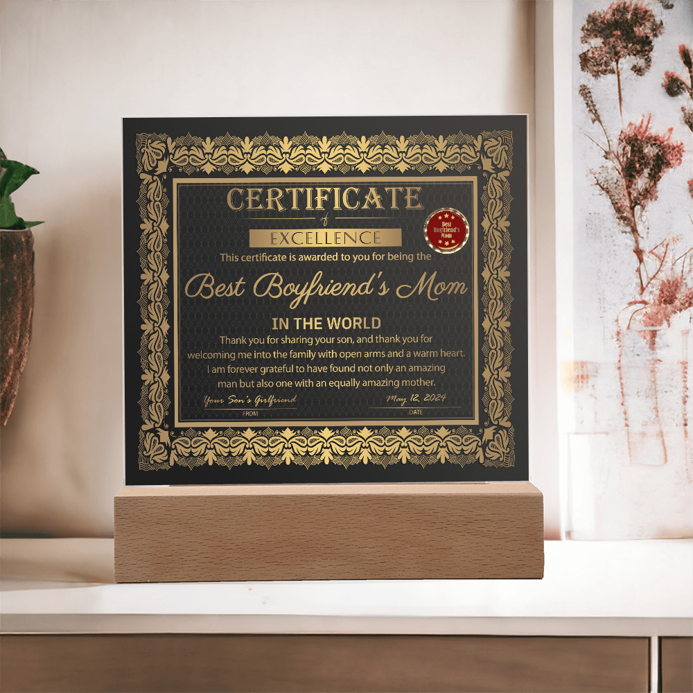 Boyfriend's Mom | Certificate of Excellence | Acrylic