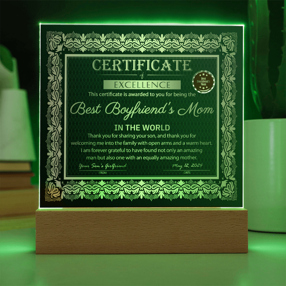 Boyfriend's Mom | Certificate of Excellence | Acrylic