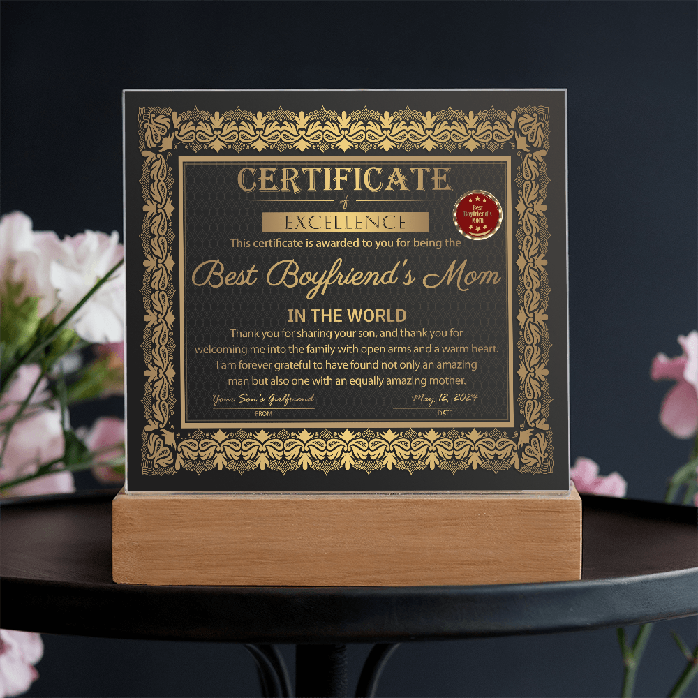 Boyfriend's Mom | Certificate of Excellence | Acrylic
