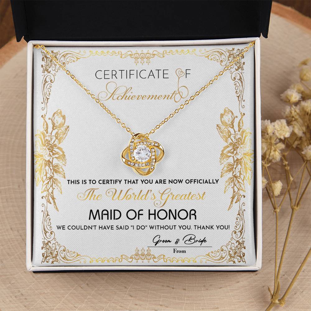 Maid Of Honor-Certificate Of Achievement