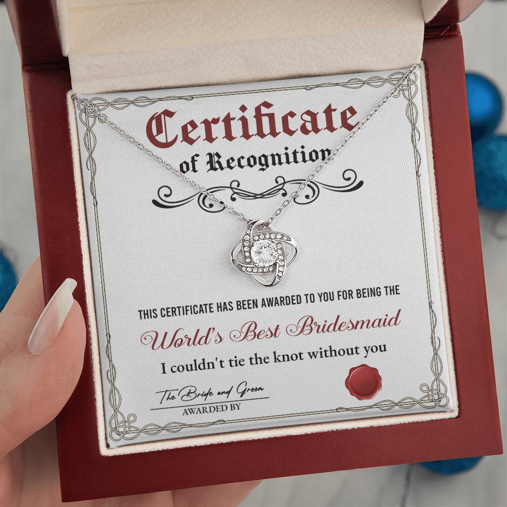 Bridesmaid-Certificate Of Recognition