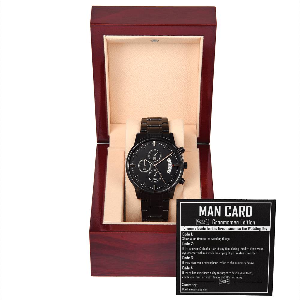 Groomsman-Man Card-Metal Chronograph Watch