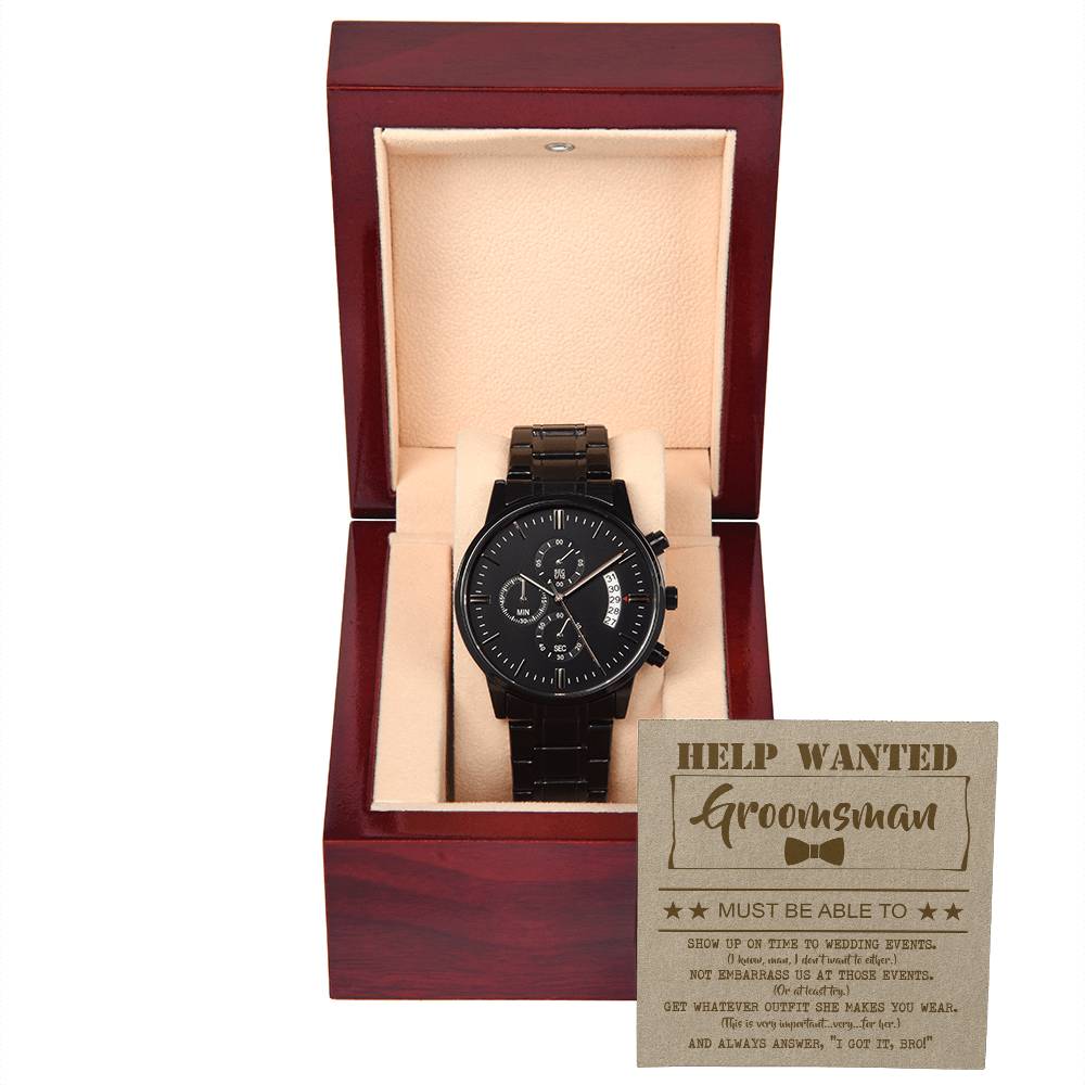Groomsman-Help Wanted-Metal Chronograph Watch