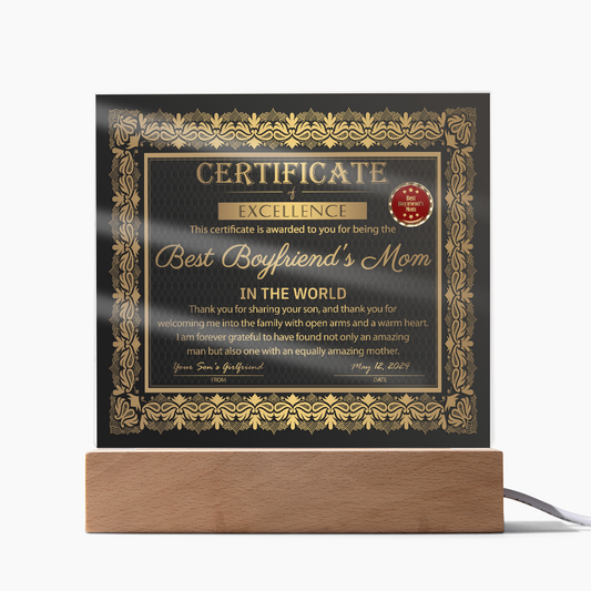 Boyfriend's Mom | Certificate of Excellence | Acrylic