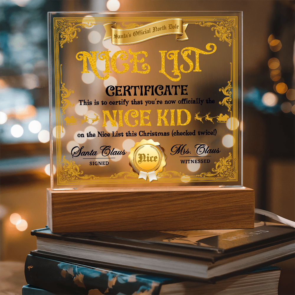 Christmas-Nice List Certificate-Acrylic