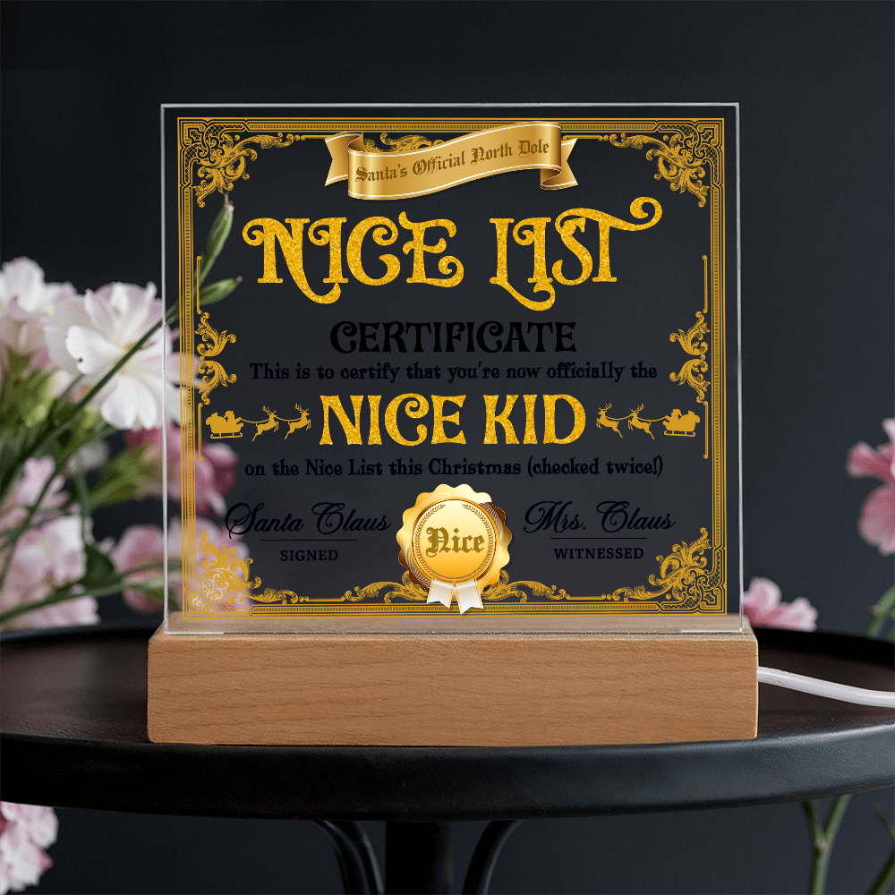 Christmas-Nice List Certificate-Acrylic
