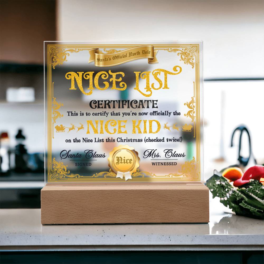 Christmas-Nice List Certificate-Acrylic