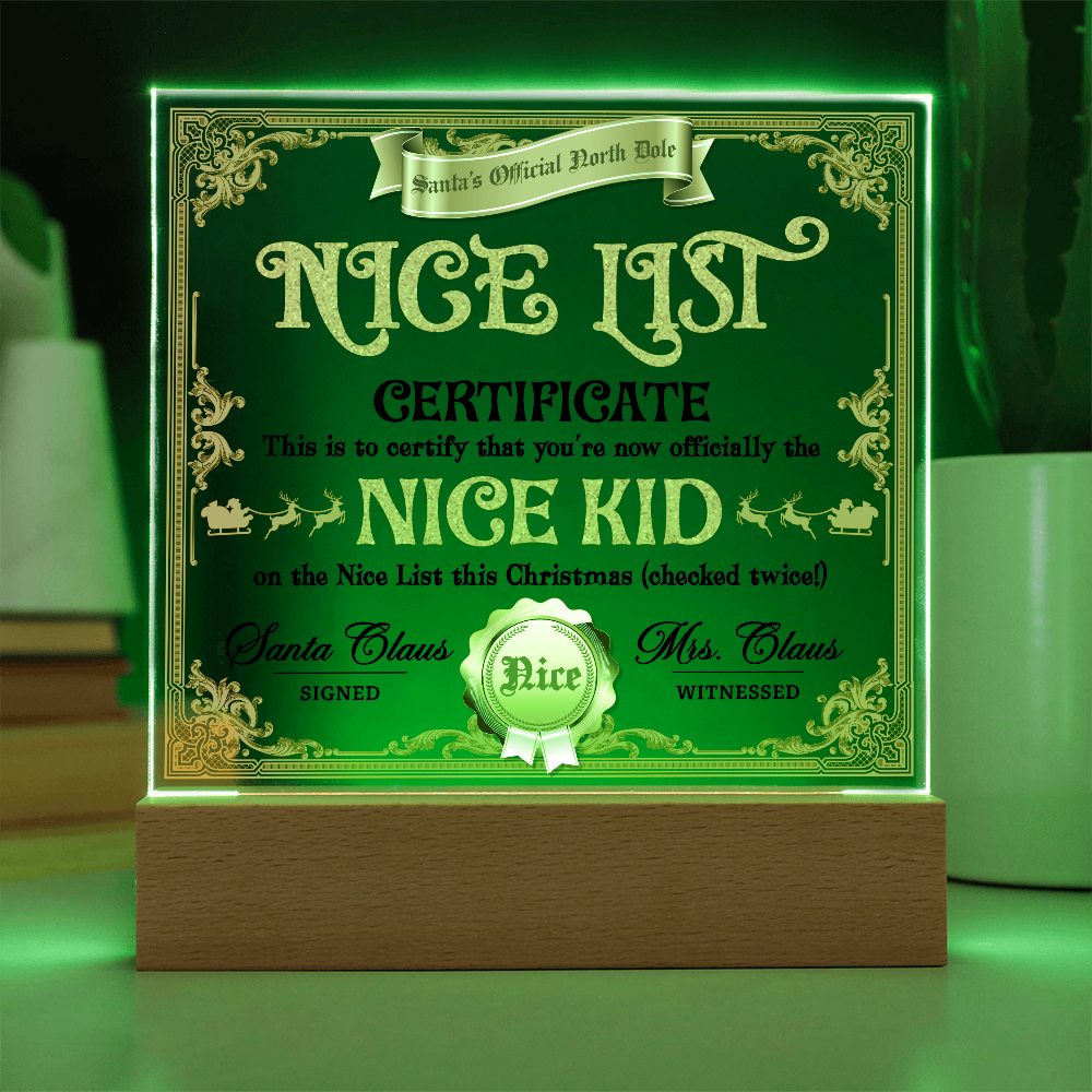 Christmas-Nice List Certificate-Acrylic