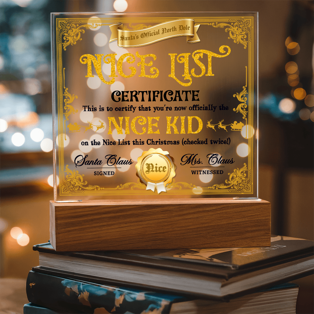 Christmas-Nice List Certificate-Acrylic