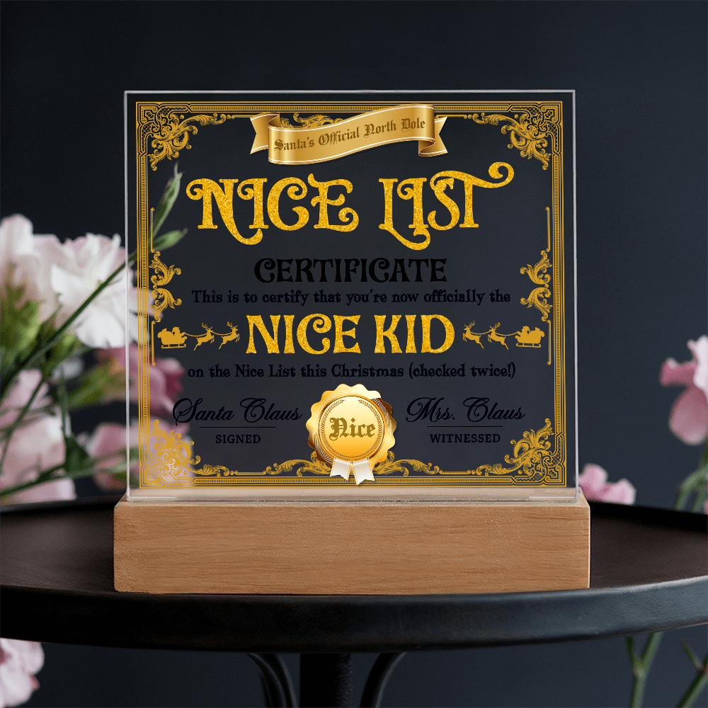 Christmas-Nice List Certificate-Acrylic
